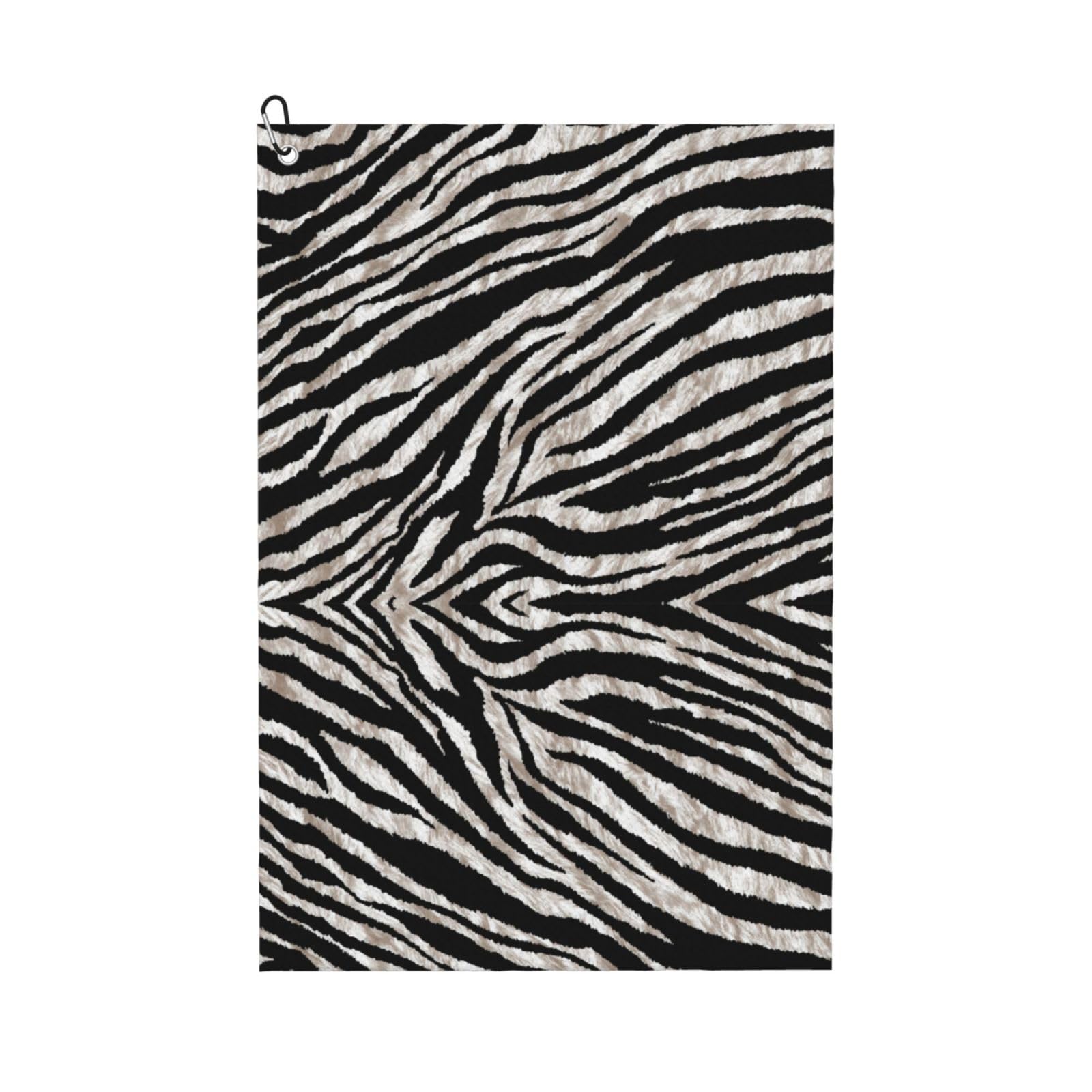 peiyeety Zebra Print Microfiber Golf Towel with Carabiner Clip, 16x24 Inch Absorbent Waffle Weave Towel for Golf Bags