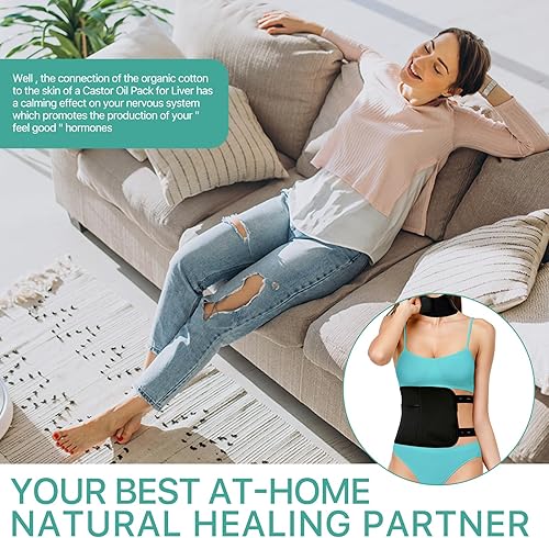 Miniatura 8 de Paquete de aceite de ricino para el hígado, kit de menos desorden, kit de aceite de ricino, reutilizable, insomnio de inflamación de tiroides,