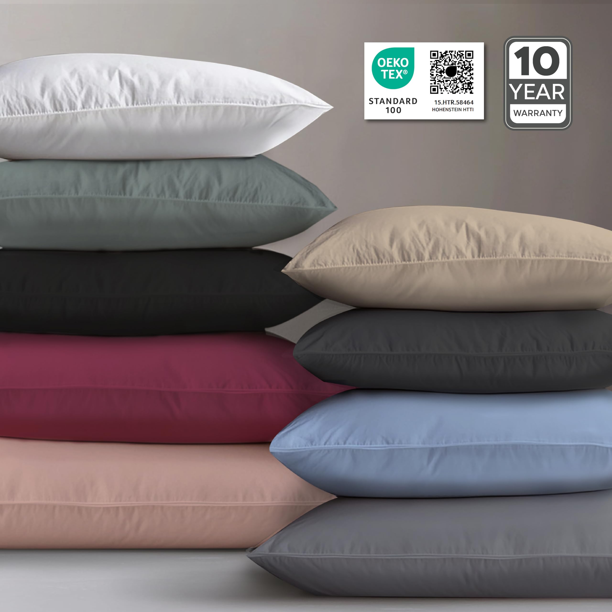 Twinzen Poszewka na poduszkę 40 x 60 (zestaw 2 sztuk), 100% bawełna Jersey 150 GSM - antracytowa poszewka na poduszkę 40 x 60 cm, poszewka na poduszkę z zamkiem błyskawicznym, certyfikat Oeko-Tex