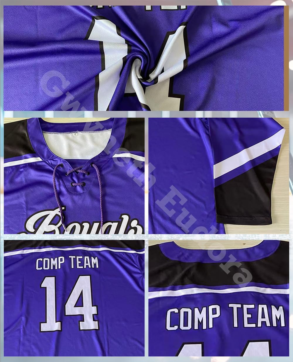 Custom Hockey Jersey for Men Women Youth, Personalized Team Name Number and Logo, Fashion Lace Up Practice Sports Fan Jersey