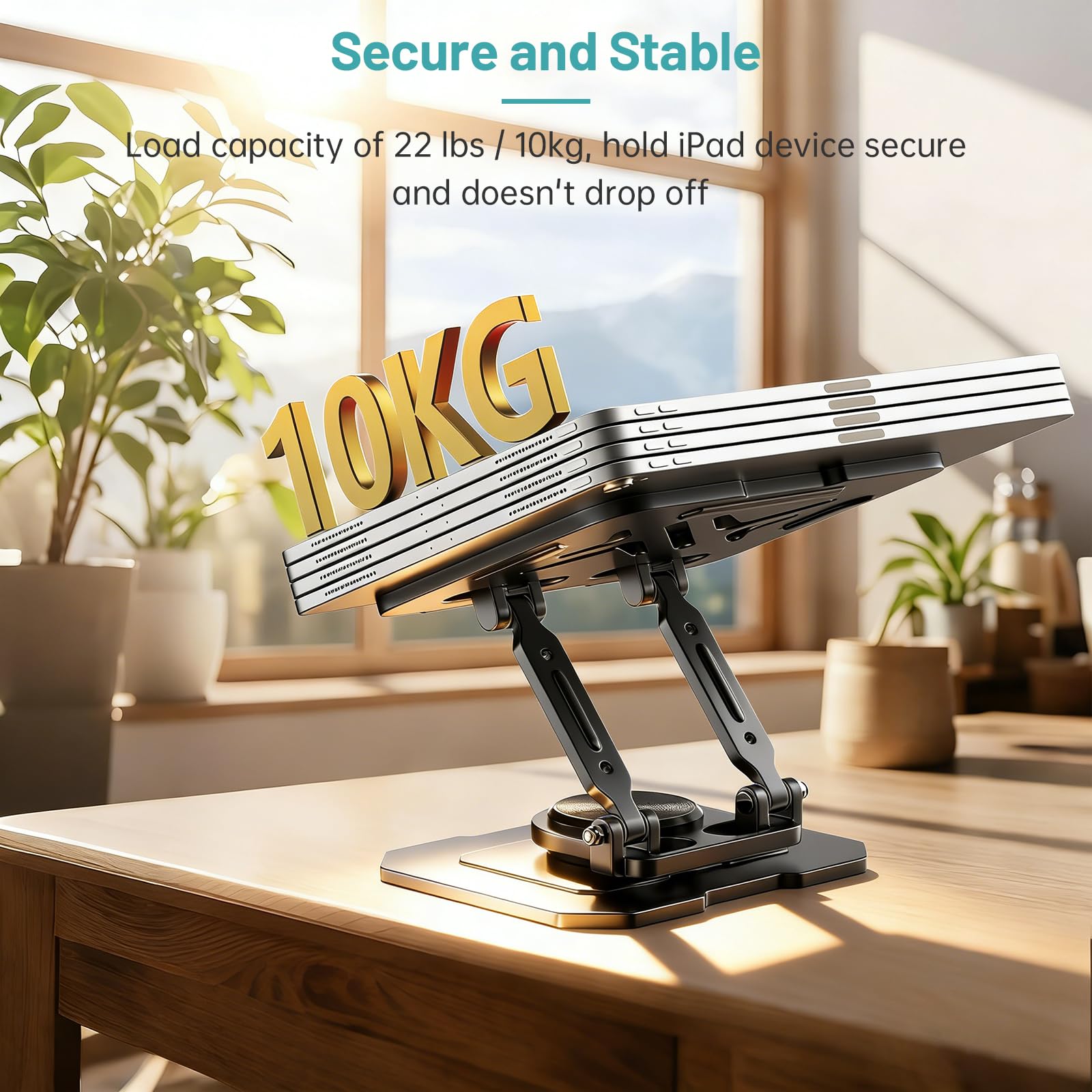 Soporte para tablet iPad para escritorio, base de metal de rotación de 360°, soporte de altura ajustable, compatible con iPad Pro/Air/Mini, eReader, LG Pads, Nexus, Switch, iPhone Pro/Max/Air
