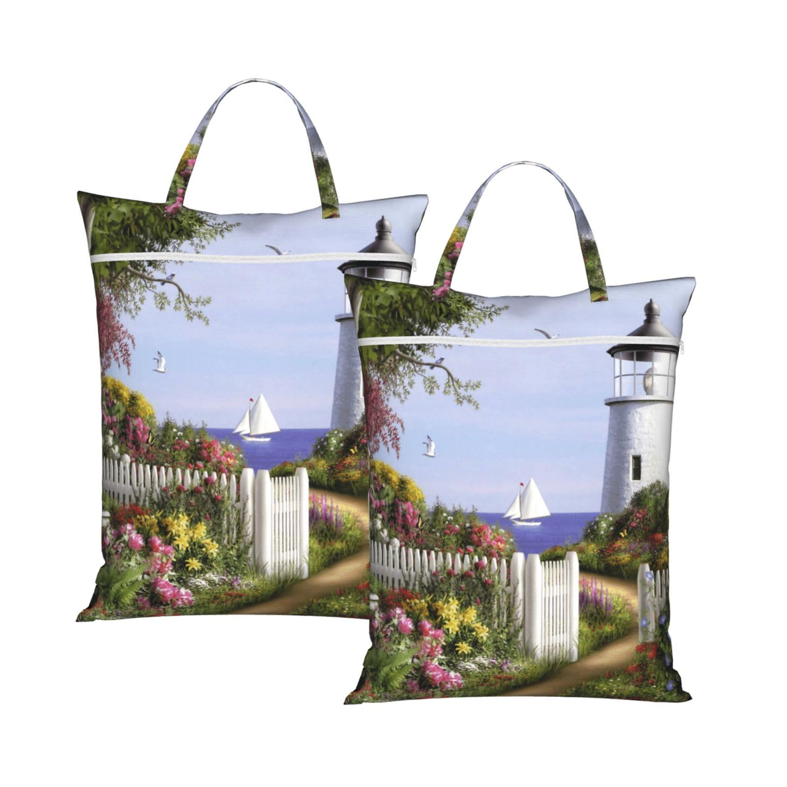 YFSGDLBN Lighthouse Diamond Painting printed Travel dirty laundry bag clothes pack Storage Basket Bag