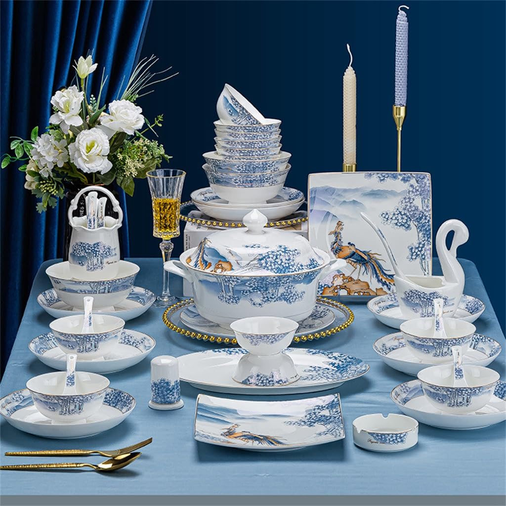 i biały porcelanowy zestaw naczyń z porcelany kostnej, miski ceramiczne, talerze, łyżki, komplet, miski ceramiczne
