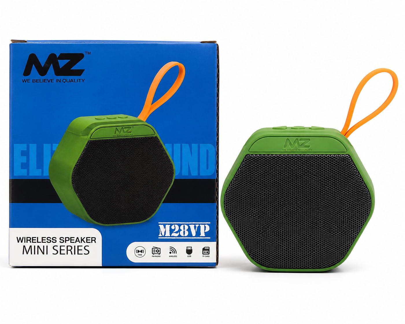 MZ M28VP Wireless Mini Speaker with FM Radio, Green | 3W Powerful