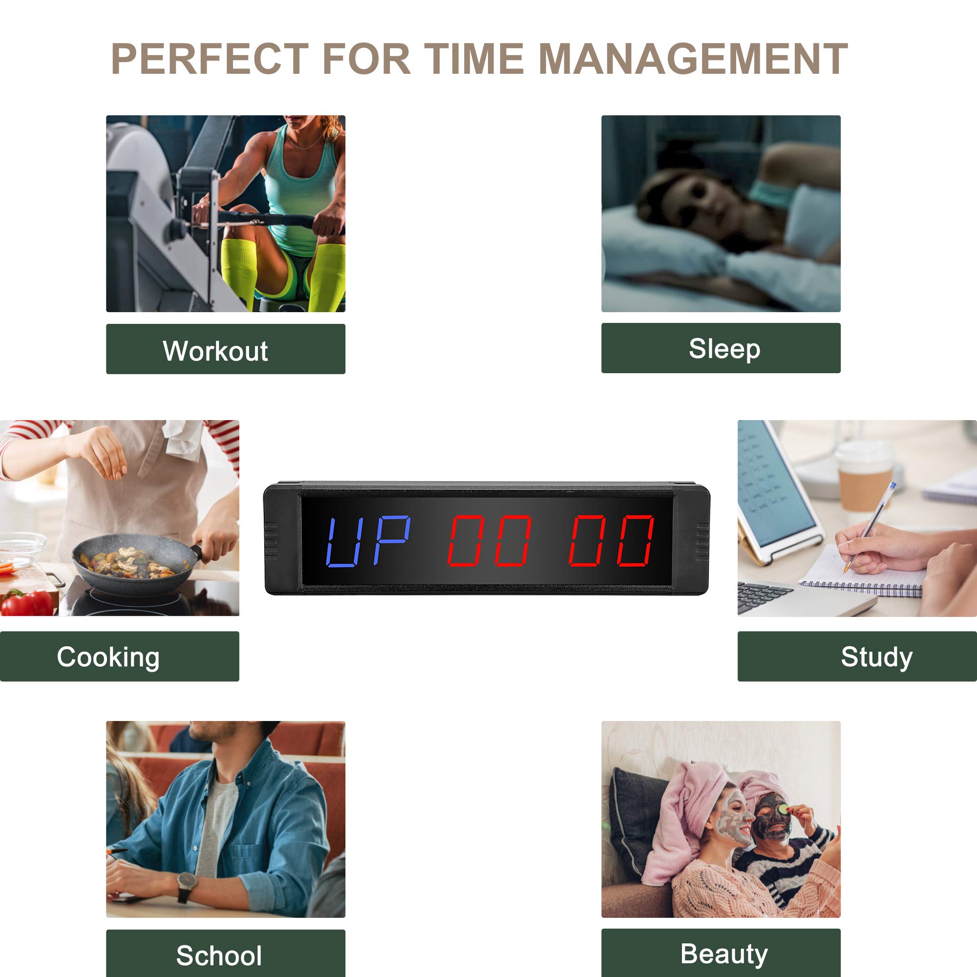 Timer a LED per allenamento e palestra, timer magnetico posteriore programmabile per allenamento fitness con telecomando, conteggio alla rovescia/cronometro per TABATA FGB