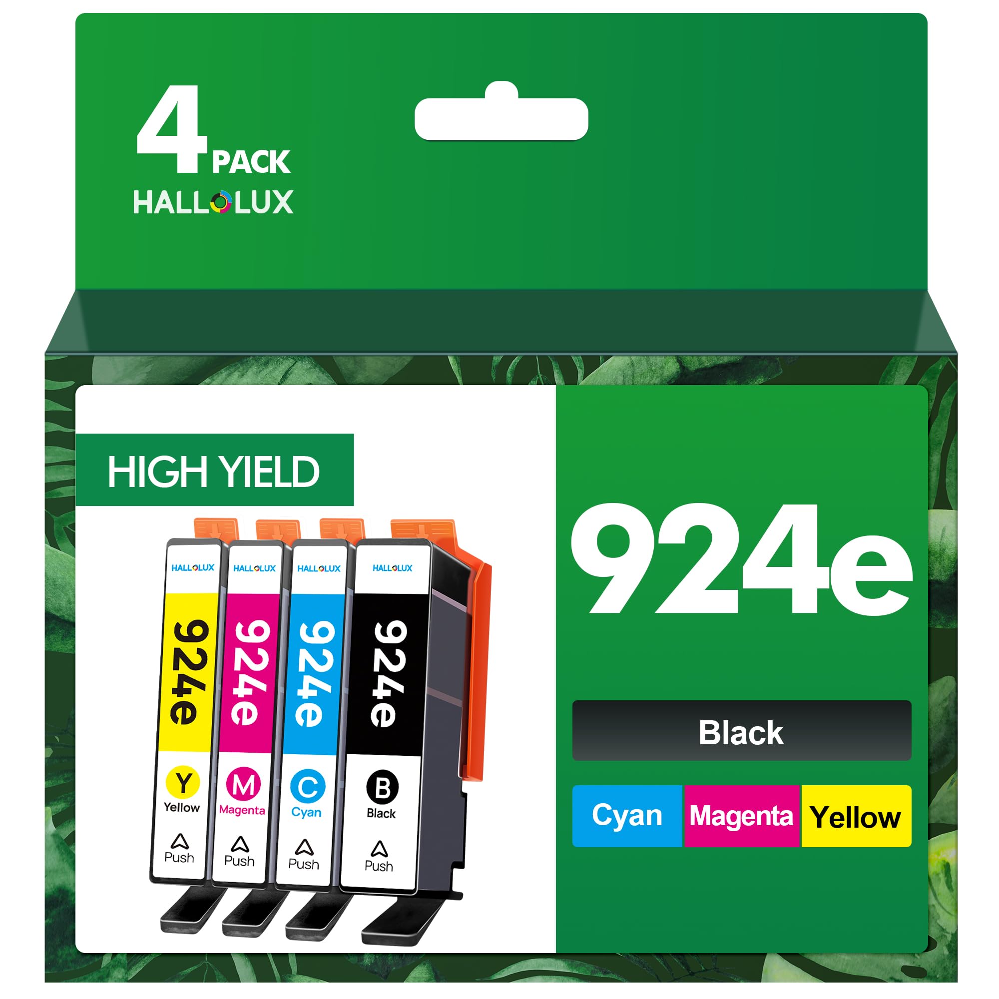 924e 924XL Lot de 4 cartouches d'encre avec puce compatibles avec HP 924e pour imprimantes HP OfficeJet Pro 8120 8123 8120e 8122e (noir, cyan, magenta, jaune)