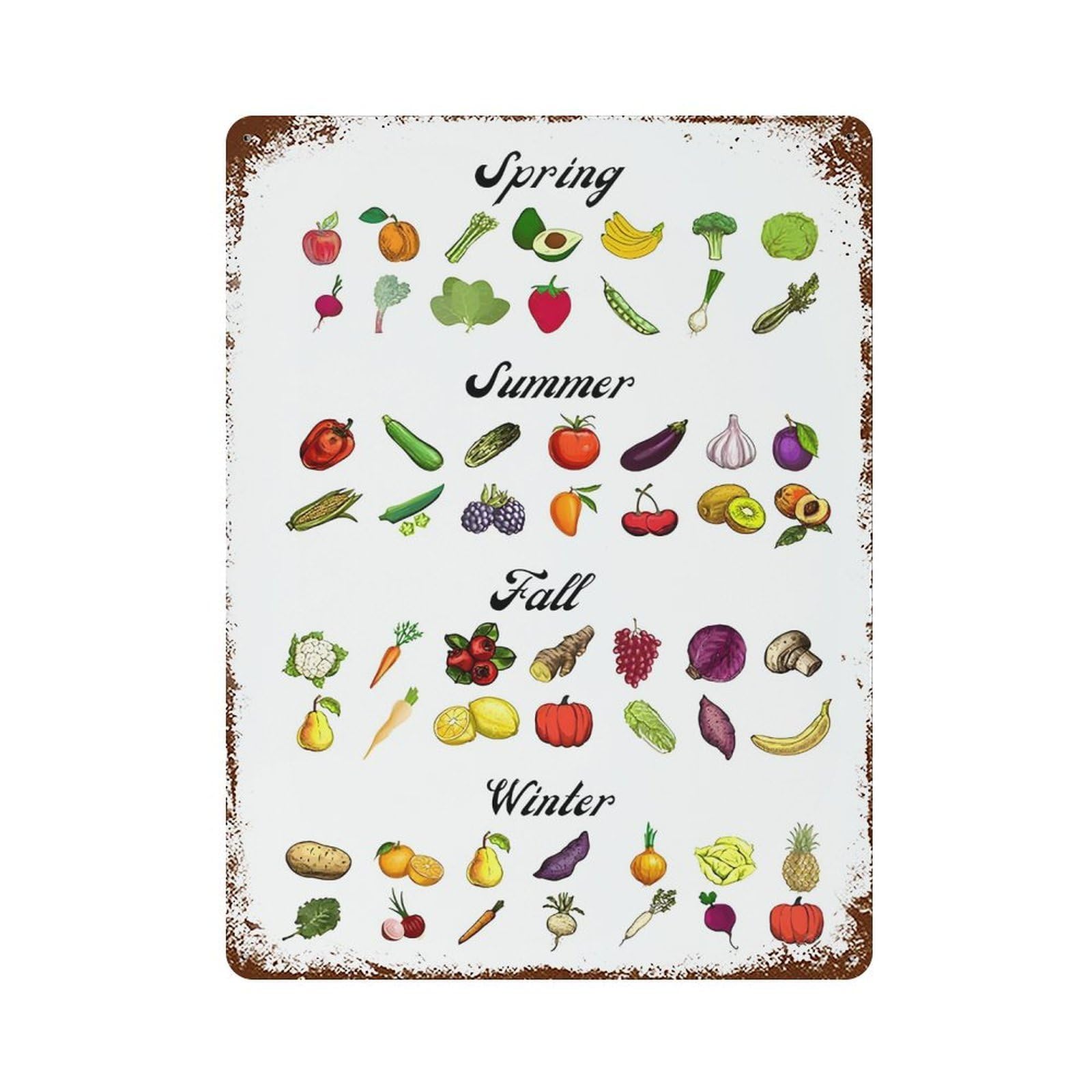 xiaoxiaoshen Fruits And Vegetables Wall Decor Art Metal Tin Poster Modern Home Decor Art Home Bar Shop Decorations Vintage Sign 40x30cm