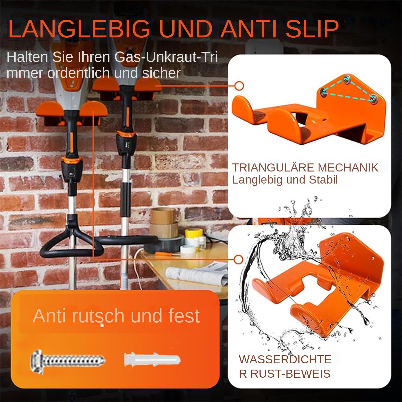 Weedater Hanger - Colgador para deshierba, gancho para cortacésped | 2 unidades de organizador de pared resistente, almacenamiento de utilidad de garaje para recortadora de setos, herramienta el
