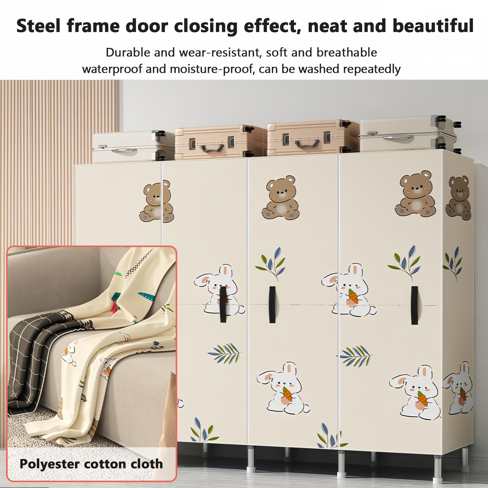 Kleiderschrank, Stoffkleiderschrank, Stoffschrank Mit Kleiderstange Stabil, Wardrobe Closet 205x45x170 cm, Faltschrank Magnetische Tür, Kleidung Schrank Für Schlafzimmer, Ankleidezimmer