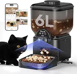Pet Automatico Alimentador Para Gatos com Caes - 6L Inteligente Comedouro para Cat com Cães para 2.4g Wifi com Camera - Eletronico Suporte Programavel Automático Food Dispenser com Steel Pote