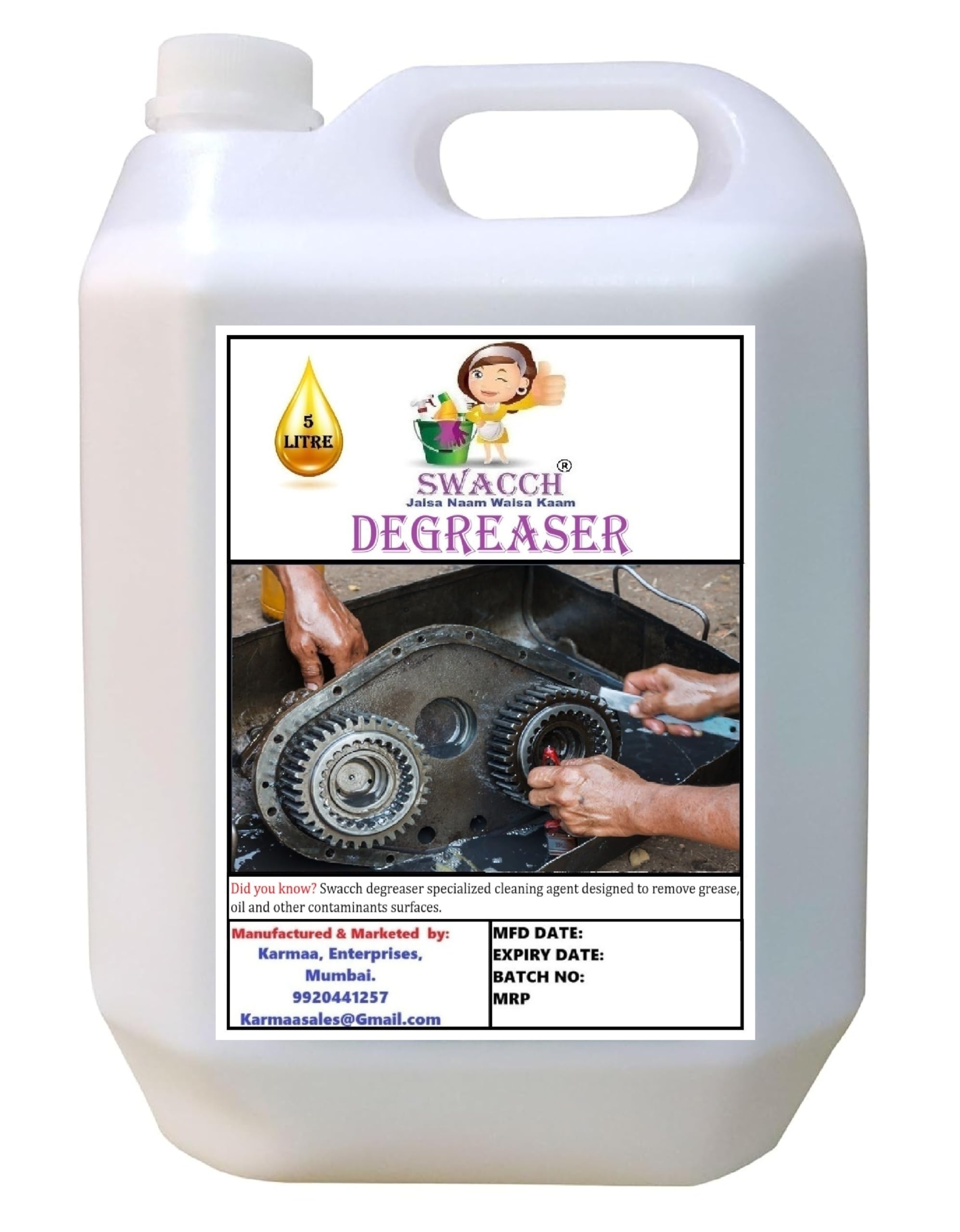swacch Degreaser Cleaner I Degreaser Concentrated Formula I Automotive Parts Cleaner Liquid I Tough Grease & Oil Remover 5 Litre-image-17