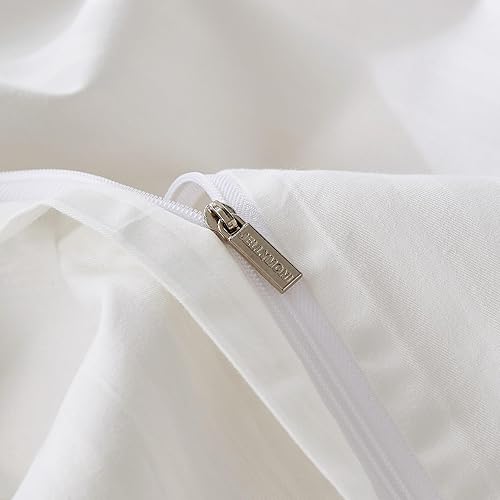 Miniatura 6 de JELLYMONI Juego de funda de edredón de 3 piezas de algodón 100% natural, diseño de rayas satinadas, con cierre de cremallera y lazos en las esquinas