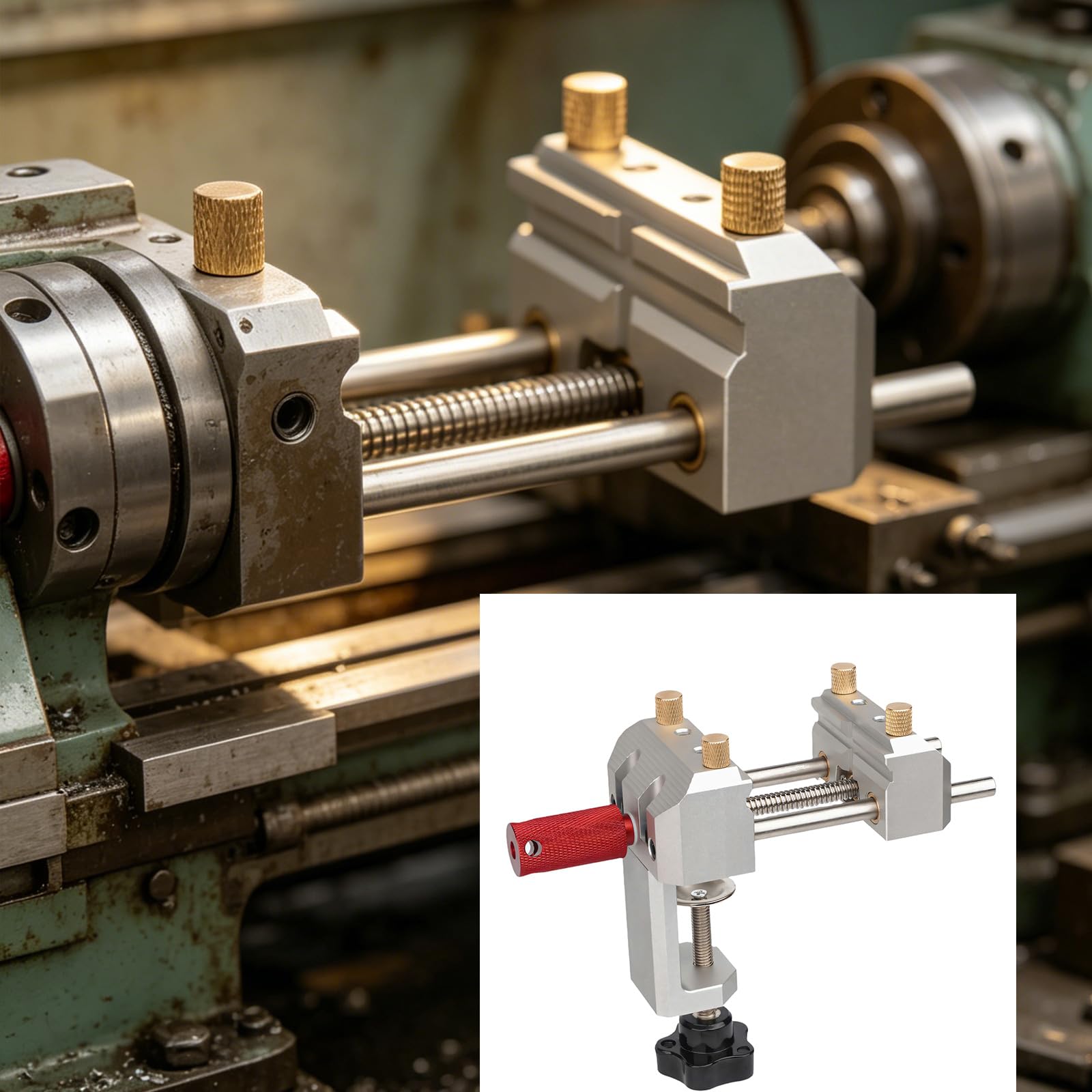 Tornillo de de sujeción de piezas con base de abrazadera, herramienta de trabajo pequeña de metal con giratorio, soporte de guía y configuración compacta para tareas de hobby Abrazadera de