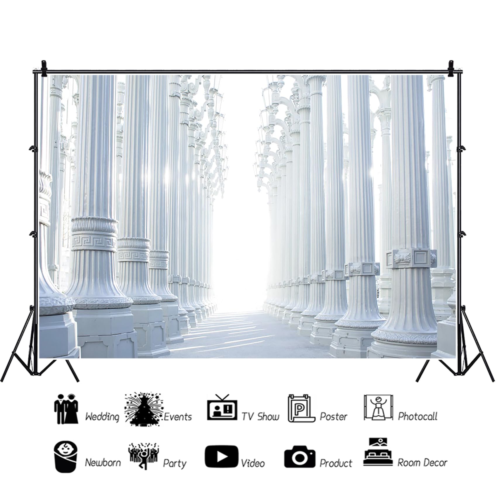 3,7 x 2,4 m greckie tło filarowe, winylowe, białe, eleganckie pałace, marmurowy filar, tło fotograficzne na ślub, urodziny, dla dzieci, kostium, przyjęcie, rekwizyty do studia