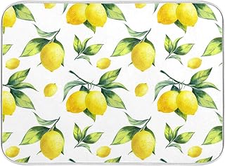 Tropical Lemon Leaves Dish Drying Mat 18x24 for Kitchen Lemon Yellow Lime Tree Dishes Pad Dish Drainer Rack Mats Absorbent Fast Dry Kitchen Accessories