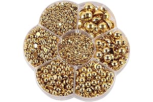 Gold Flatback Rhinestones Set, 3000pcs Pearls Beads