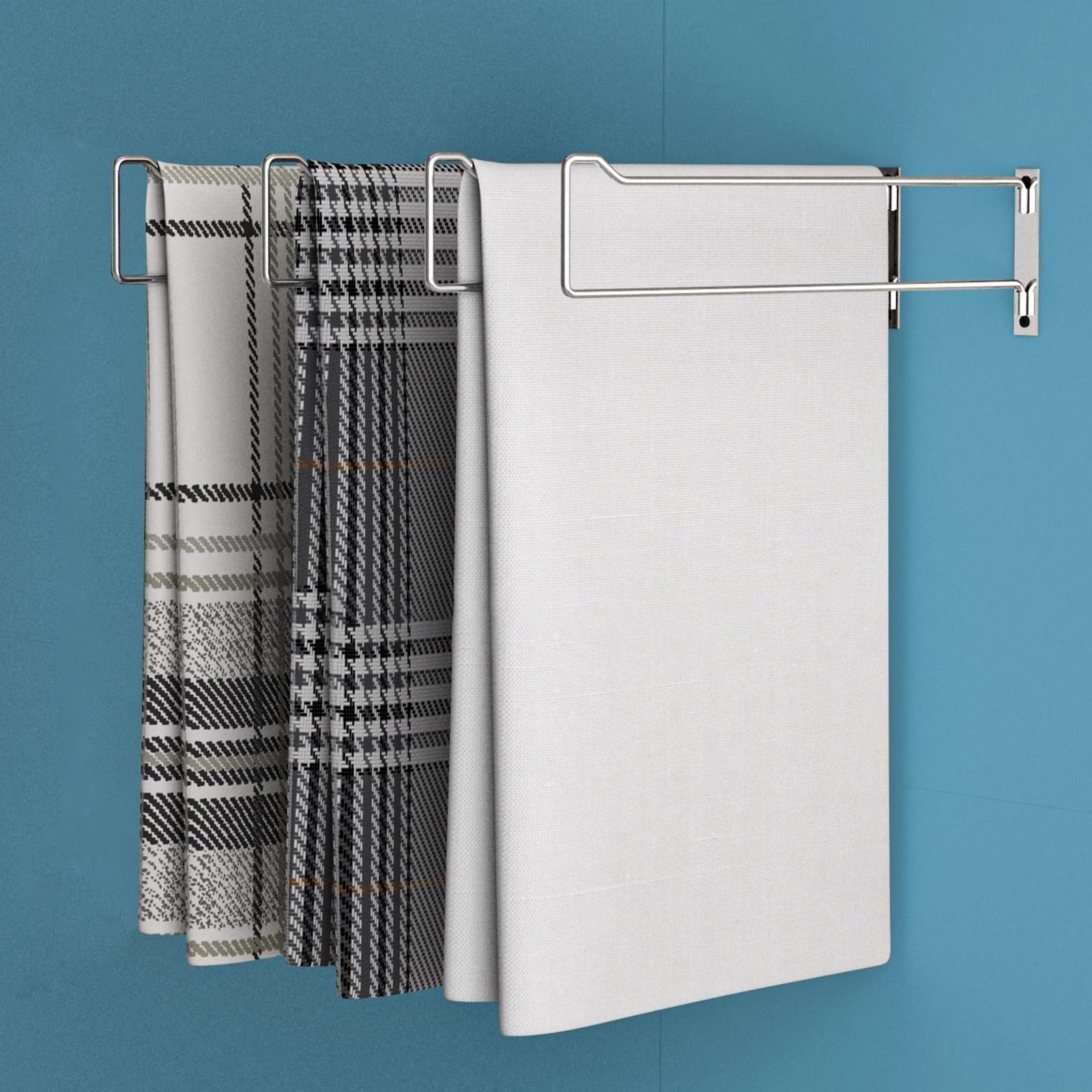 Estante para Colgar Textiles para el Hogar Montado en Pared, Estante Ajustable para Exhibición de Colchas con Ganchos Oscilantes, Soporte Organizador de Armario de Metal para Manta/Bufanda/Toalla de B