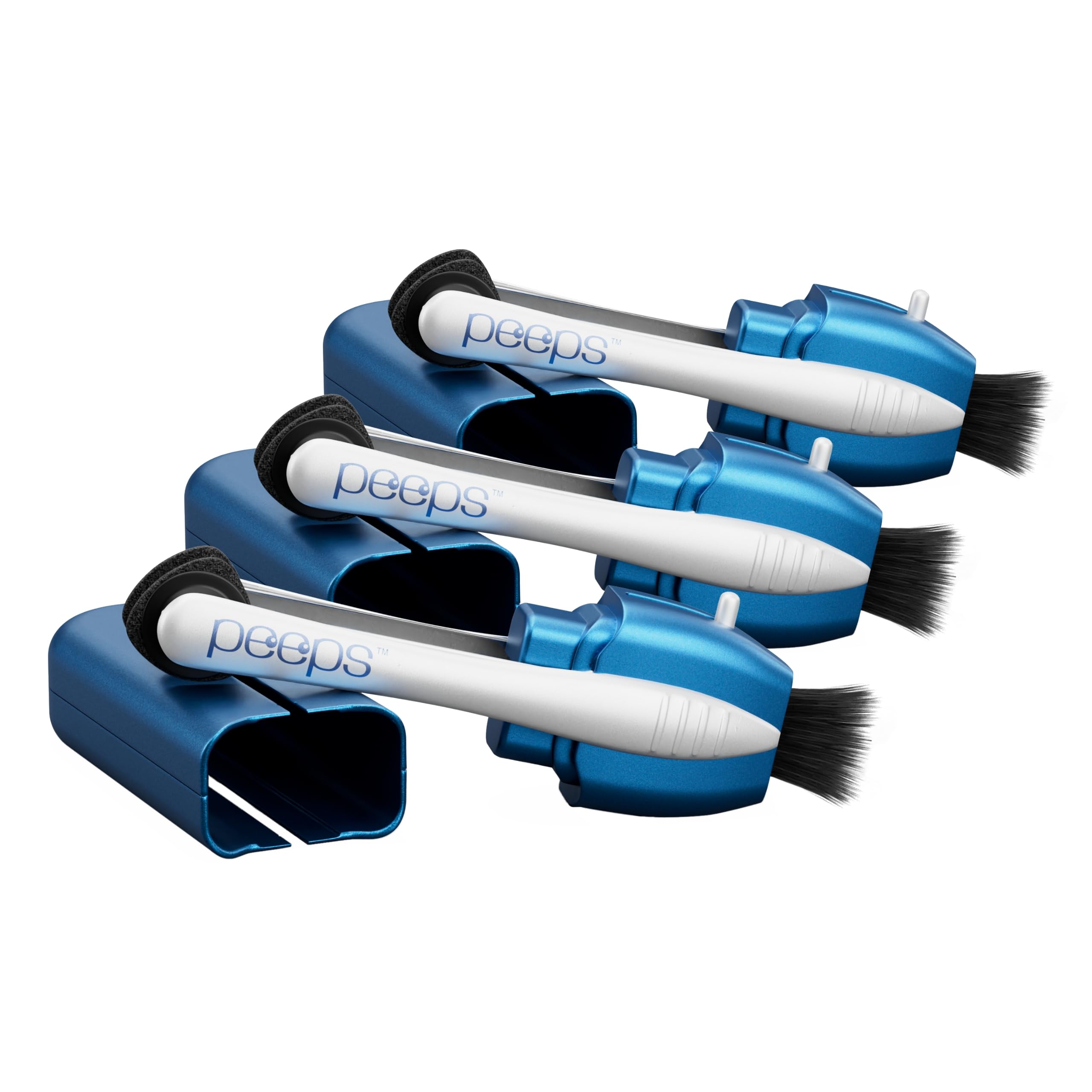 Peeps Glasses Cleaner - for Eyeglasses, Reading Glasses, and More - Lens Cleaner with Carbon Microfiber Tech - Soft Touch Blue - 3 Count (Pack of 1)