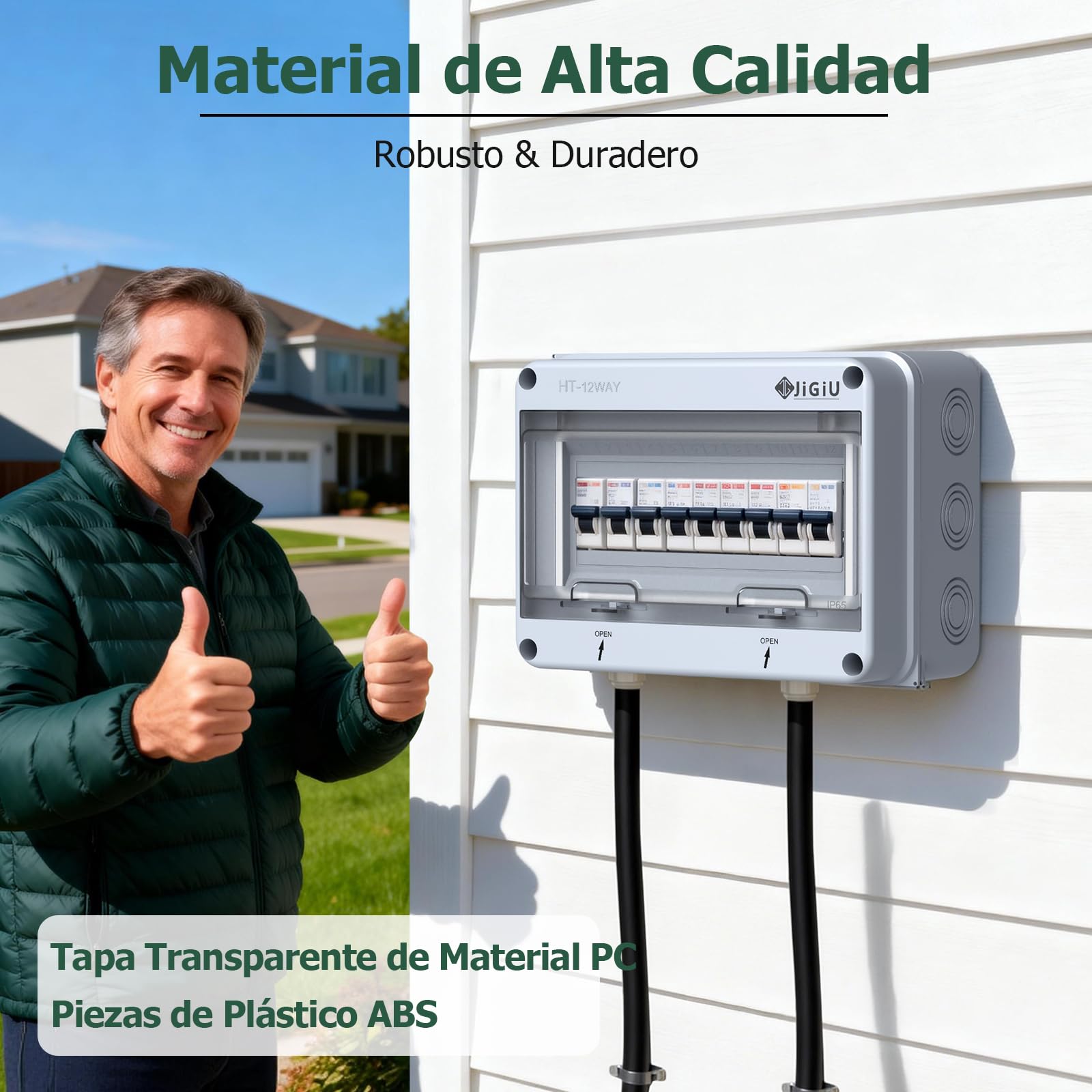 JiGiU Caja de Distribución de 12 Módulos, Caja de Fusibles Empotrada IP65, Carcasa Impermeable y Resistente a la Humedad Material ABSpara para Jardines, Columnas de Carga (255 * 200 * 110mm)