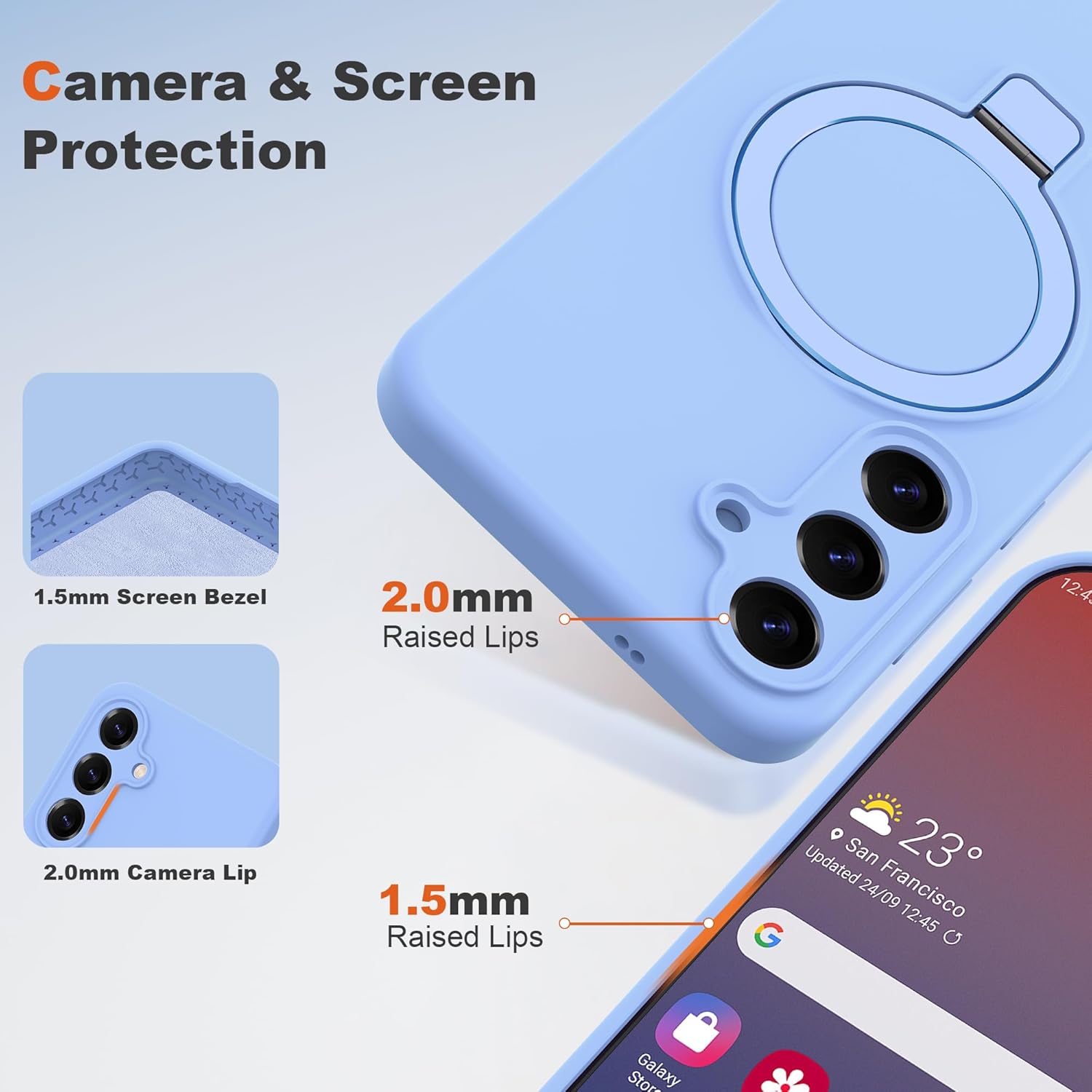 for Samsung Galaxy S24 Case with Magnetic Invisible Stand [Compatible with MagSafe] Military Drop Tested [Full Camera Protection] Silicone S24 Case for Women Men 6.2'',Blue - Image 4