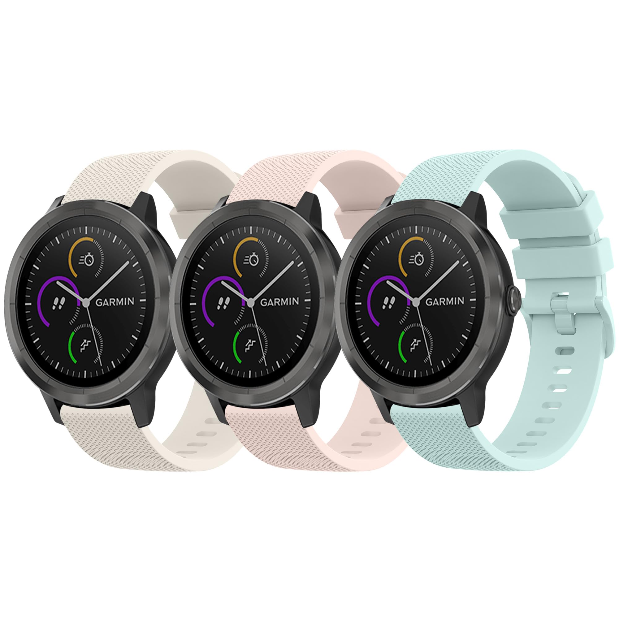 Meliya 3 Pack Bands for Garmin Venu 2 Plus / Venu Sq / Venu / Vivoactive 3 Watch Band Women Men, Soft Silicone Sport Replacement Strap for Garmin Vivomove Sport, Vivoactive 3 Music, Forerunner 645 / 245 Music Smart Watch
