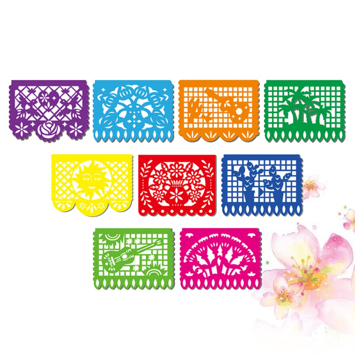 ABOOFAN Decoration 3 Juegos De De De Arte Latte De Fiesta Mexicana Guirnalda Del Día De Los Muertos Banderines De Flores De Papel Mexicano De Fiesta Pancartas