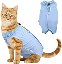 Voarge Cat Recovery Suit, Body for Cats After Op Anti-Lackende, Use Weaning and Warm Maintenance Recovery Cloth Suit for Cats Dogs (L, Blue)