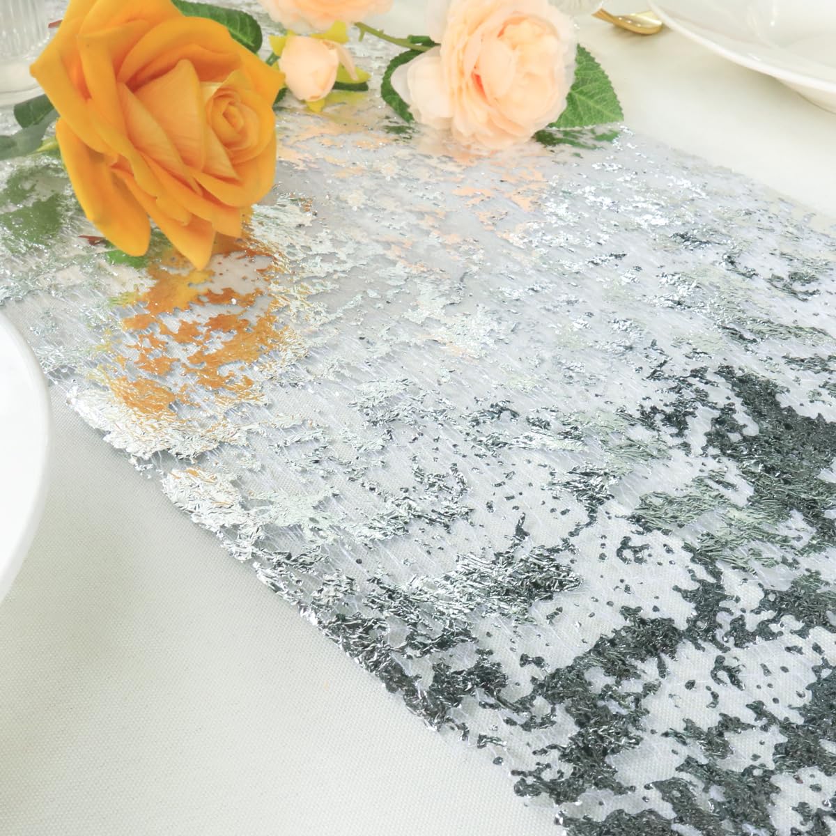Sevenpers 15M x 28cm Christmas Silver Table Runner - Image 3