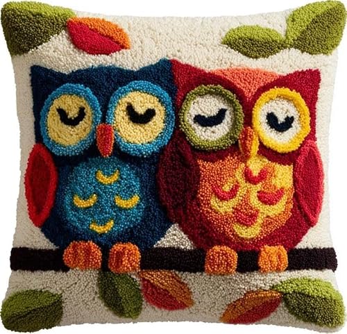 Taxpy Latch Hook Kits Pillow Owl 17X17In