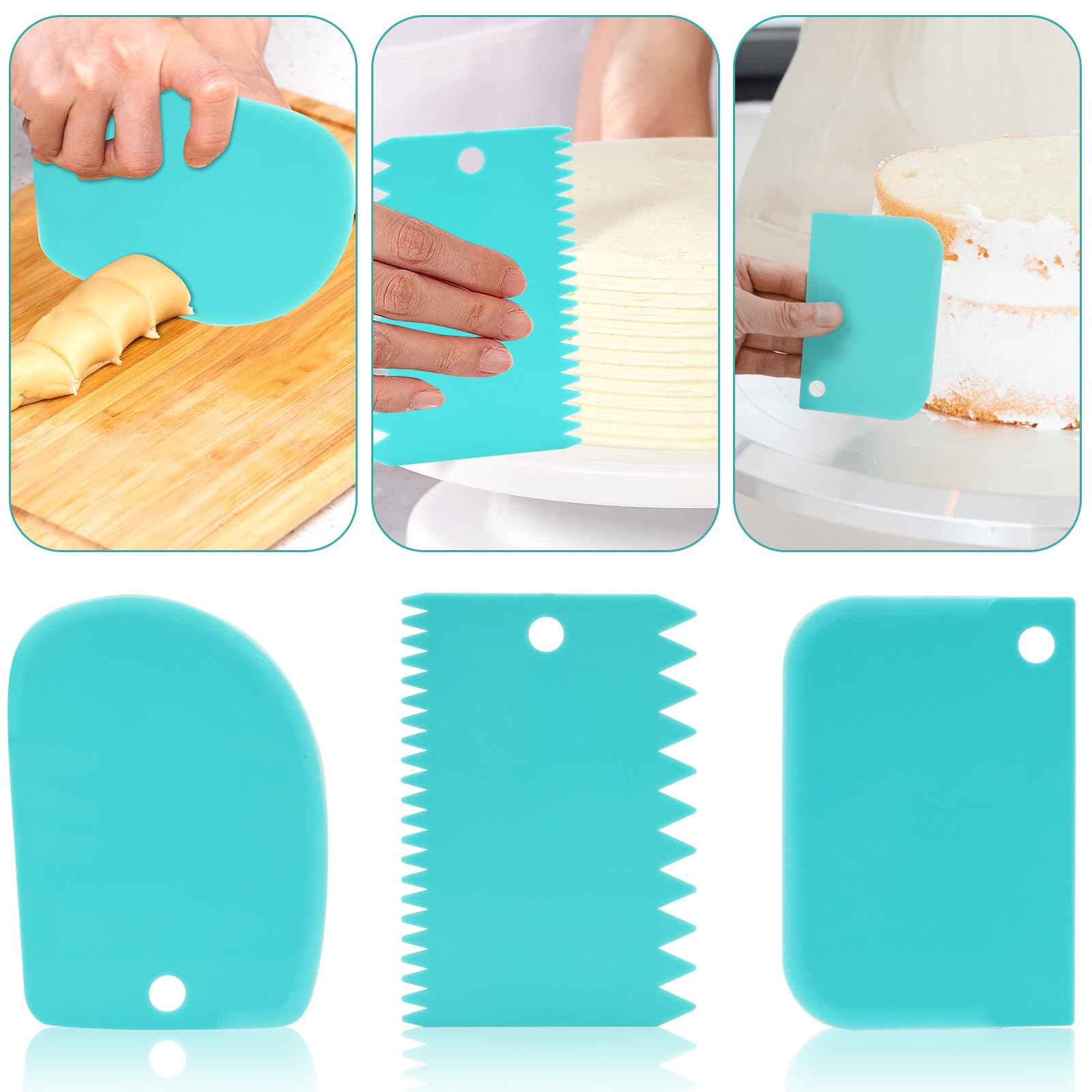 Samulee 13Pcs Cake Scraper Set, Icing Smoother Scraper, Metal and Silicone Cake Spatula, Cake Decorating Pen with 4 Nozzles - Image 3