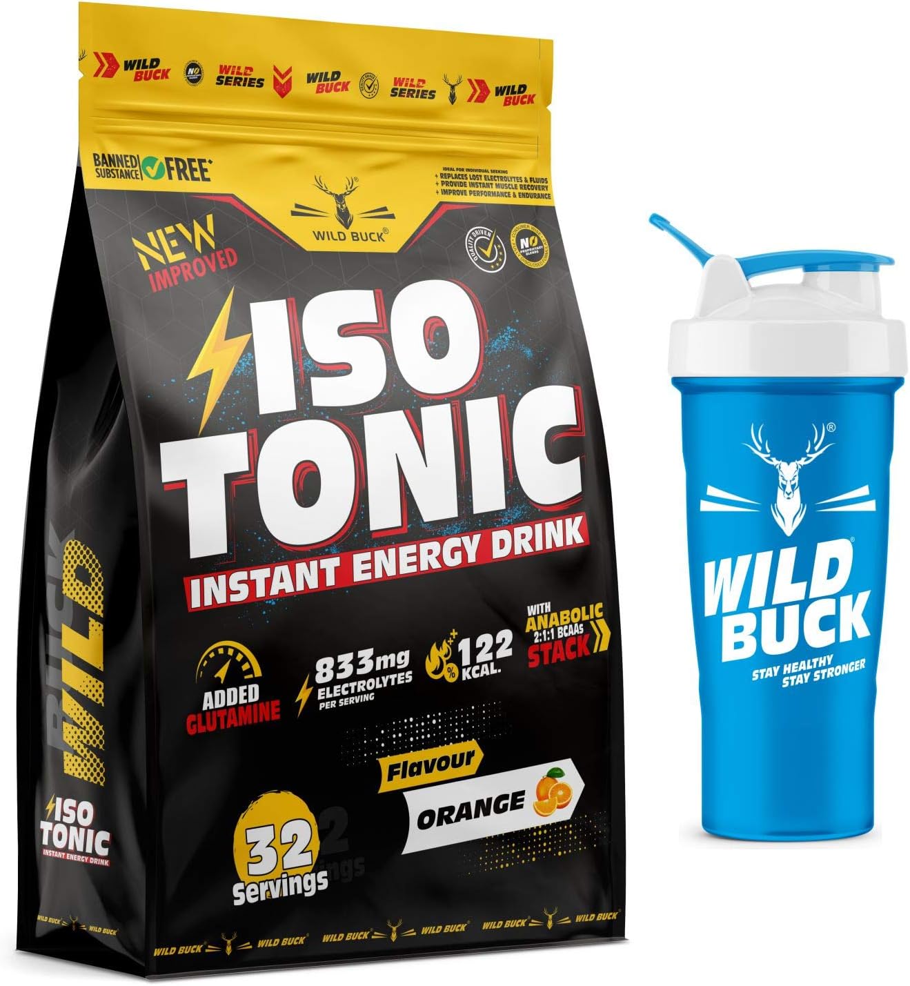 - Isotonic Instant Energy Drink,Extended Workout Electrolyte Drink with Anabolic Stack 2:1:1 BCAA,Dextrose Monohydrate|833mg Electrolytes[32 Servings,Orange Flavor]Free Shaker,1000 grams