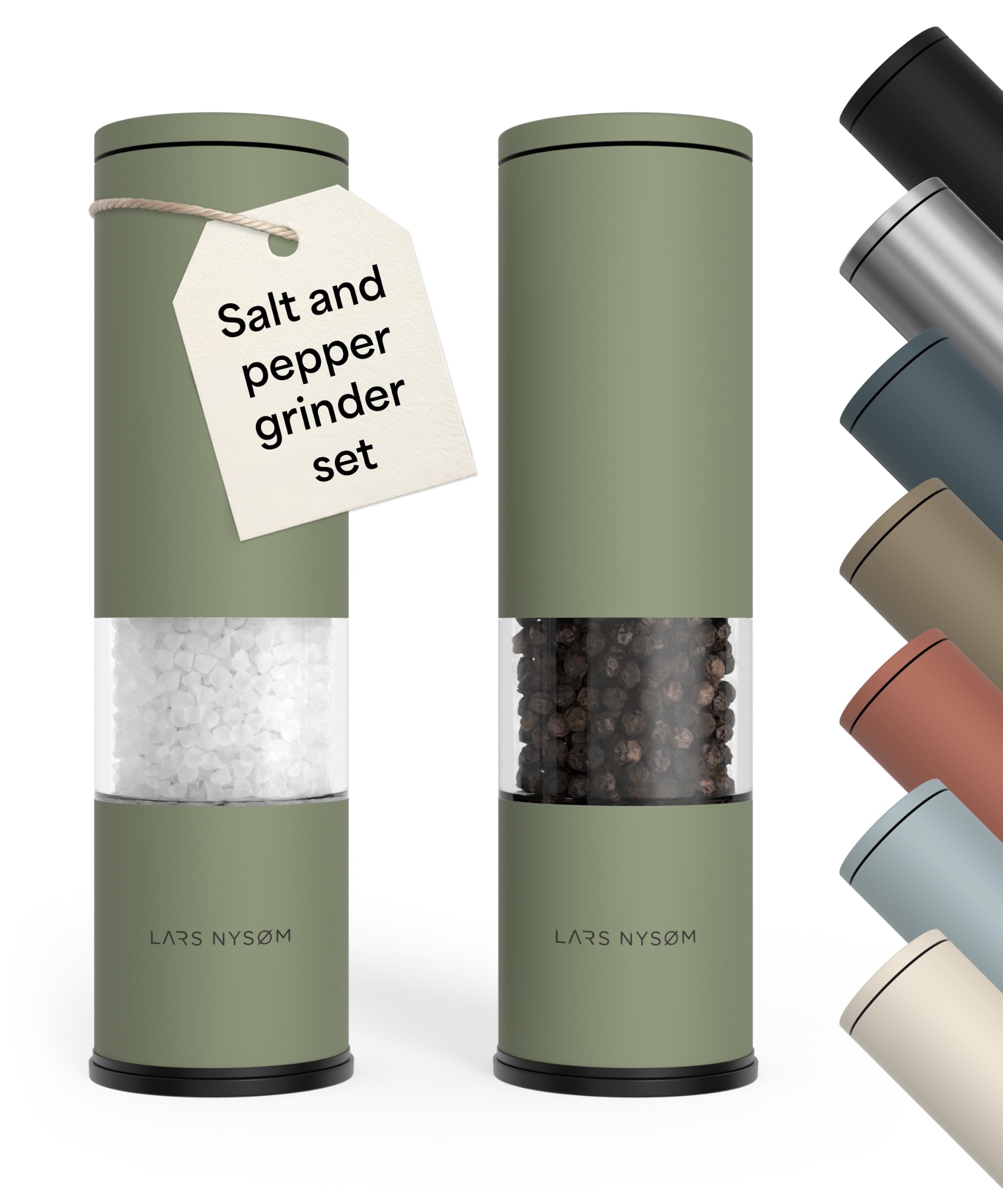 LARS NYSØM Salt and Pepper Grinder Set Manual - Sea Salt and Pepper Mills
