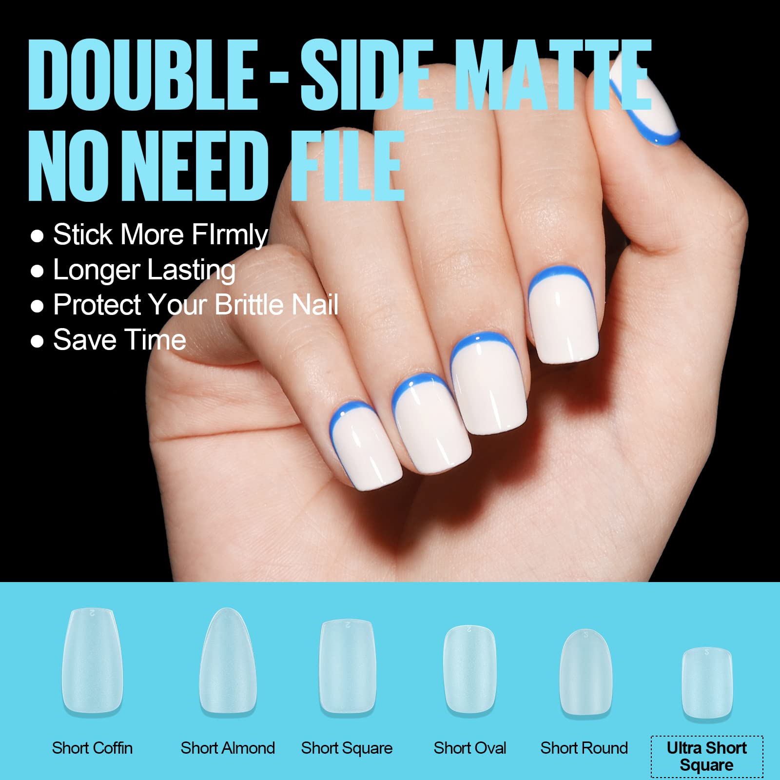 TOMICCA Extra Short Square Nail Tips - Image 2