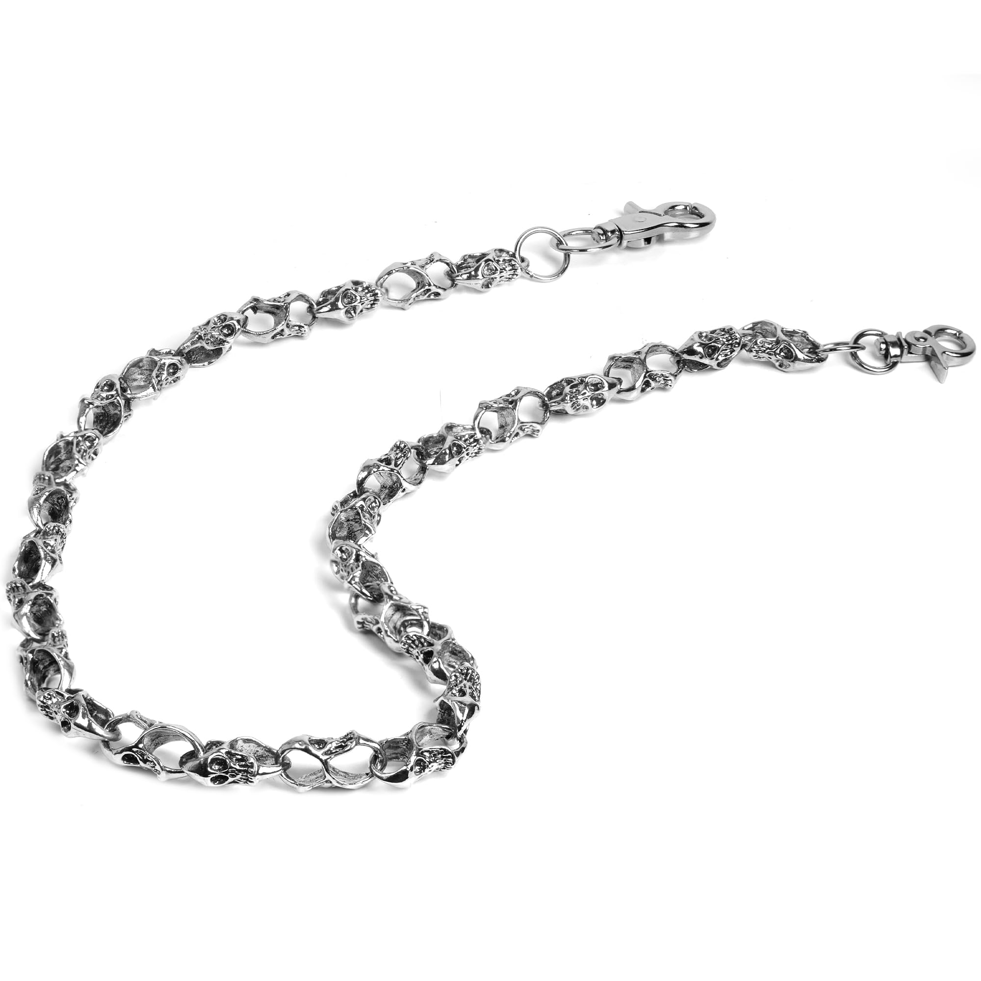 Girinme Pocket Chain - Unisex Punk Skull Biker Pant Trouser Jean Wallet Chain (25.2'') Silver