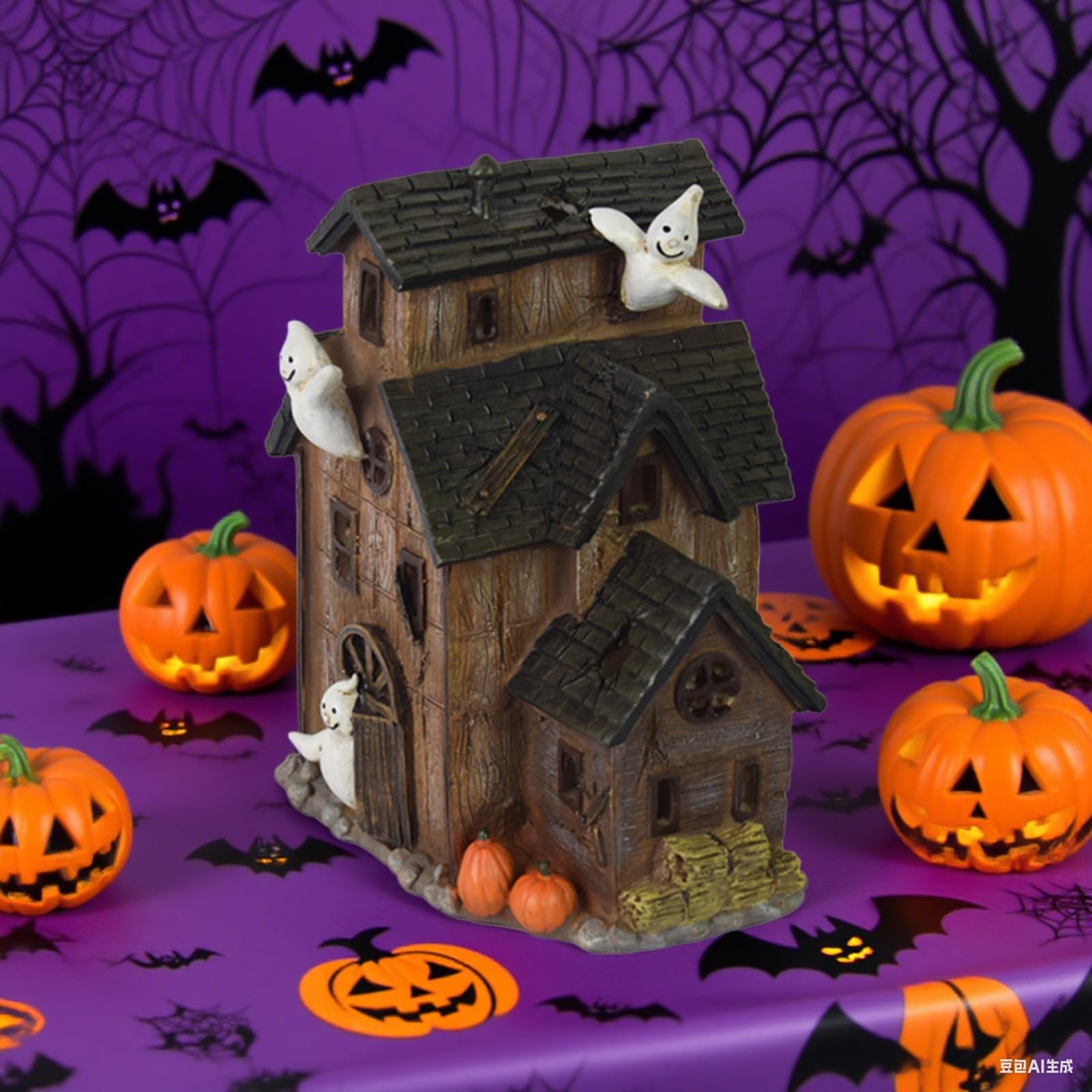 Halloween Casa Stregata LED Spaventose In Resina A Batteria Decorazioni