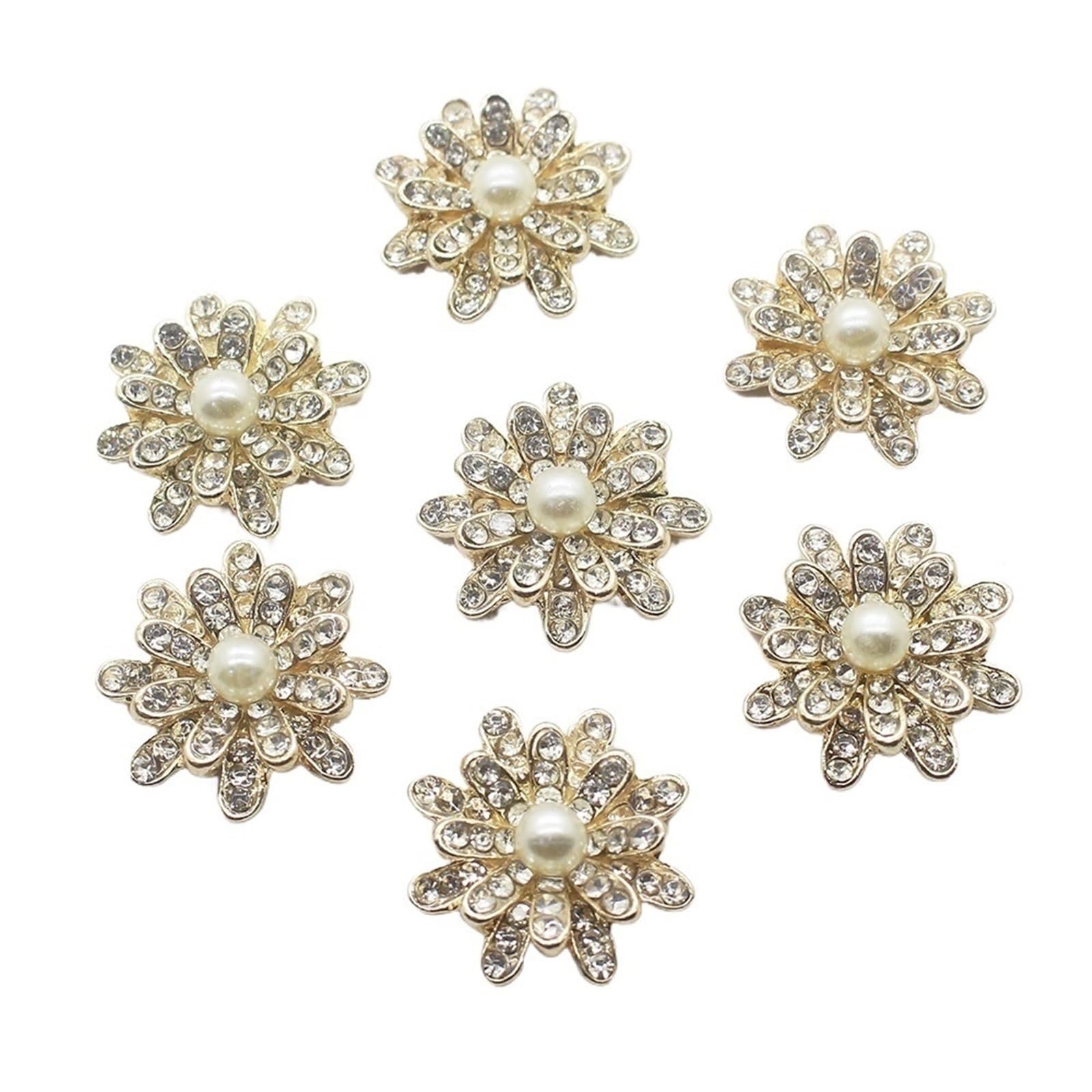 Bottoni automatici in metallo, bottoni per jeans, Bottoni 20mm 10 Pz/lotto Fiore Perla Pulsante Strass FAI DA TE Abbellimento Centro Decorazione Accessori