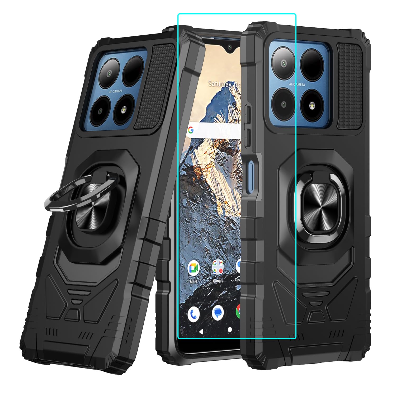 for Boost Summit 5G Case with 1 Pack Screen Protector,Dual Layer Hybrid Heavy Duty Defender Protection,Sleek Rugged Reinforced Cushion Corner