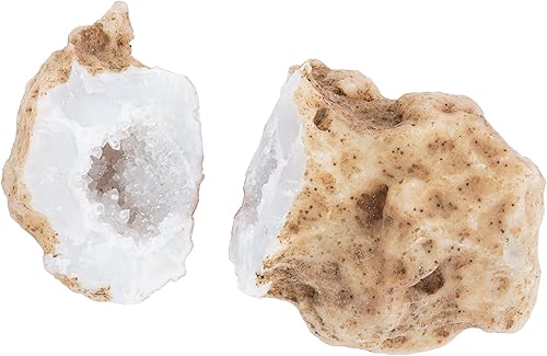Miniatura 2 de Geodas de 0.6 libras, 1 pieza de cuarzo abierto y descubre increíbles cristales educativos en el interior, regalo sorpresa para niños, geoda blanca,