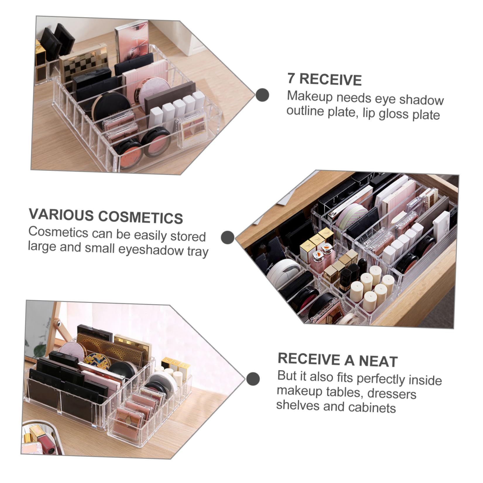 Scatola Organizer per Ombretti 8 Scomparti in Acrilico Rimovibile | Rossetti e Cosmetici, Uso in Camera e Casa, Pulizia Semplice e Design Essenziale