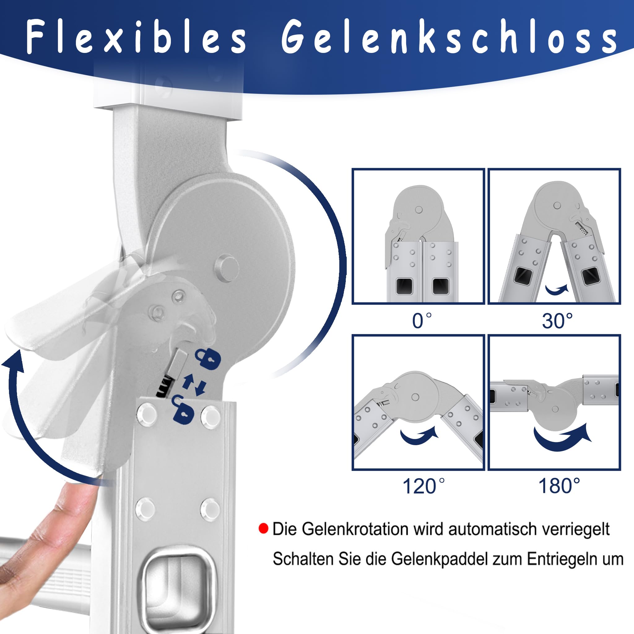 YRHome - Échelle polyvalente 6 en 1, en aluminium, articulée, pliante, échelle à ciseaux, 340 cm, multifonctionnelle, avec plateforme, capacité jusqu'à 150 kg, 4x3 marches, argentée