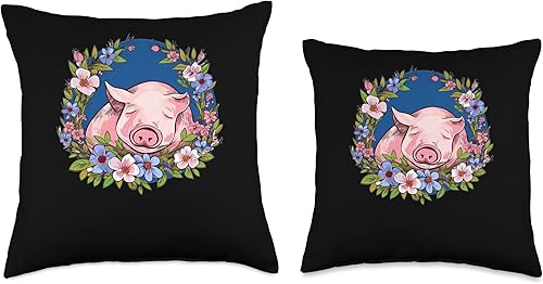 Miniatura 3 de Cute Pig Outfit for Women Men Kids Cute Pig Lover Flower Farmer Farm - Almohada para mujeres y hombres, 16 x 16 pulgadas, multicolor