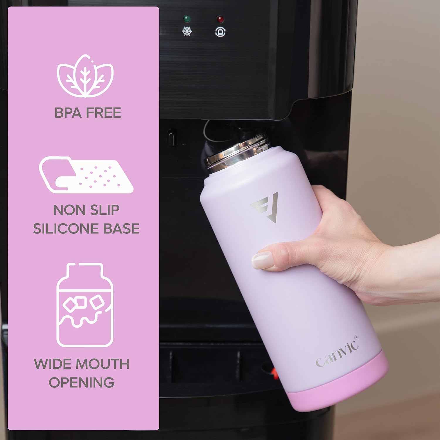 Canvic DualSip 32oz Vacuum Insulated Stainless Steel Water Bottle, 2 Leakproof Lids (Straw & Chug), Wide Mouth BPA-Free Sports Mug for Gym, Travel, Hiking, School & Office
