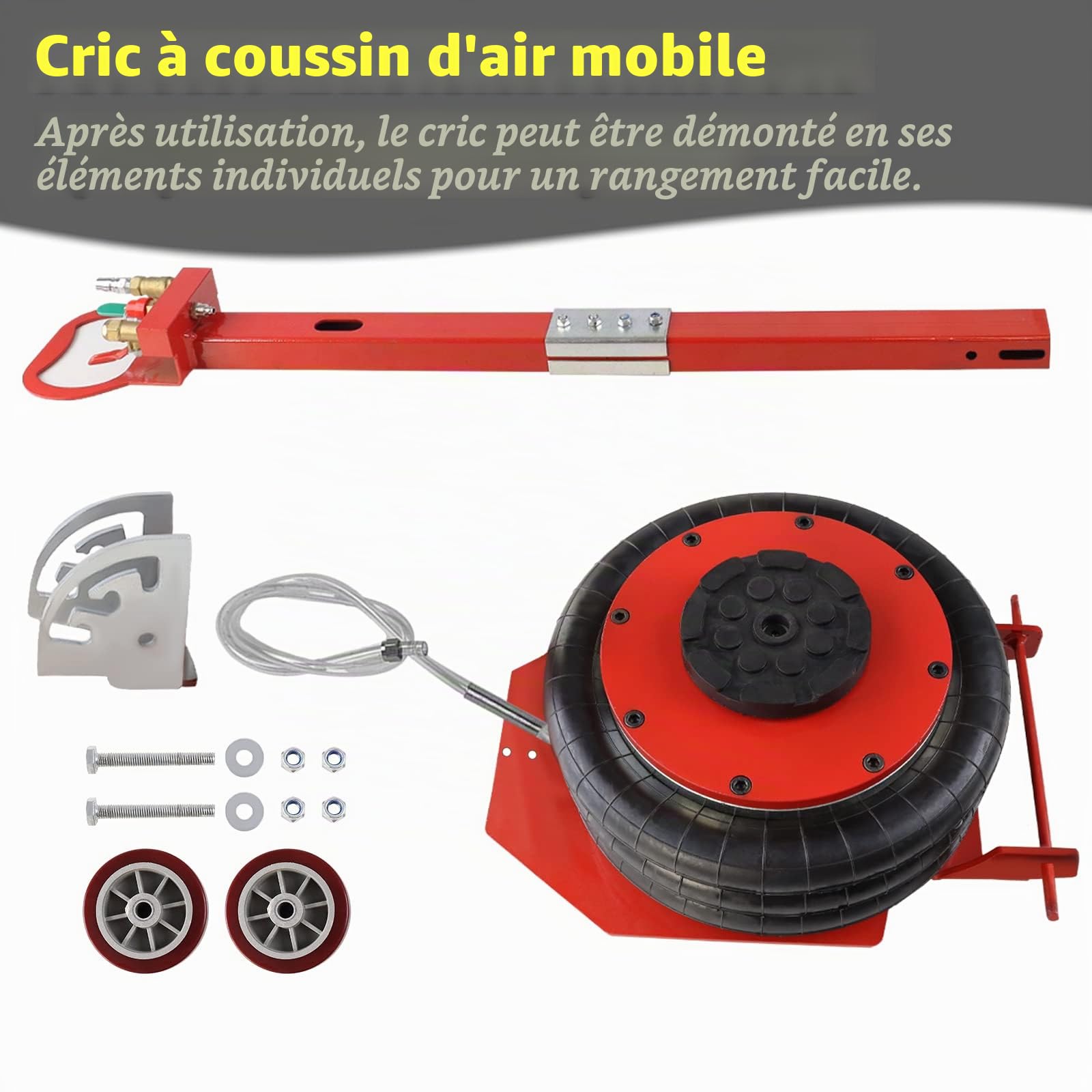Froadp Cric Pneumatique Air Jack 3T 6600 Livres pour Voiture avec Poignée Réglable Supports de Crics Pneumatiques Cric de Réparation de Voiture et Crics de Sol pour Voitures et SUV (Rouge)