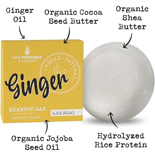 Miniatura 2 de Barra de champú de jengibre para el crecimiento del cabello, fortalecimiento. Aceite de jengibre, proteína de arroz, manteca de karité orgánica.