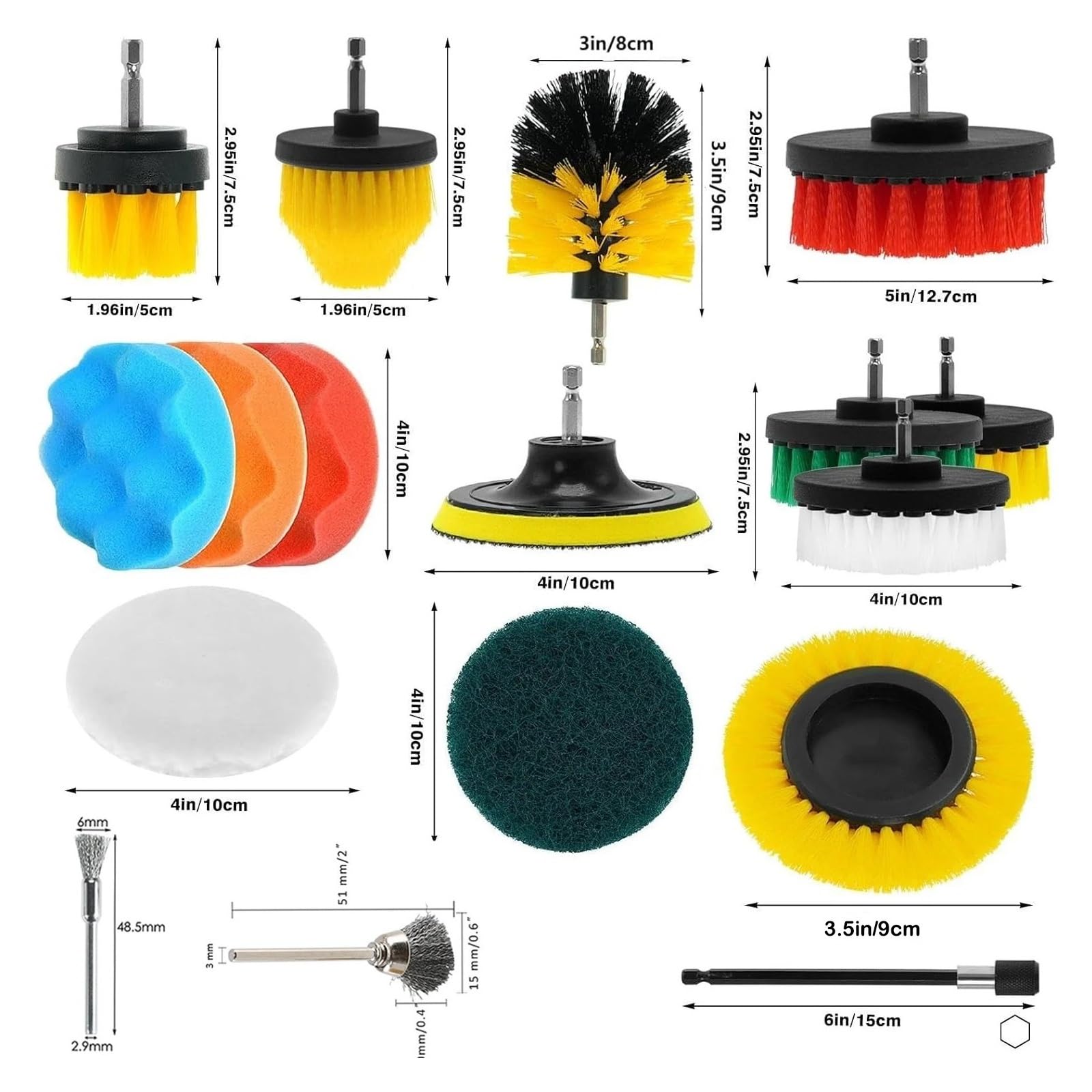 Juego de 30 Accesorios de Cepillo de Limpieza eléctrica con Estropajo, Esponja, Cepillo de Alambre y Accesorio Extensible for Suelos de baño