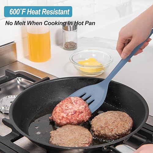 Miniatura 8 de Juego de espátulas de silicona, espátulas resistentes al calor con diseño de una pieza sin costuras, utensilios de goma antiadherentes para hornear