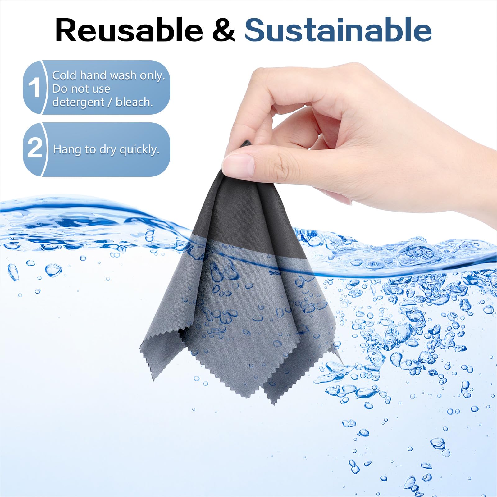 Romon Chiffons Microfibre de Nettoyage pour Lunettes, 10Pcs Chiffon de Nettoyant Lunettes 20 * 20cm Lavables et Réutilisables pour Nettoyer Lunettes,Lentilles, Écrans, Objectifs d'appareils Photo
