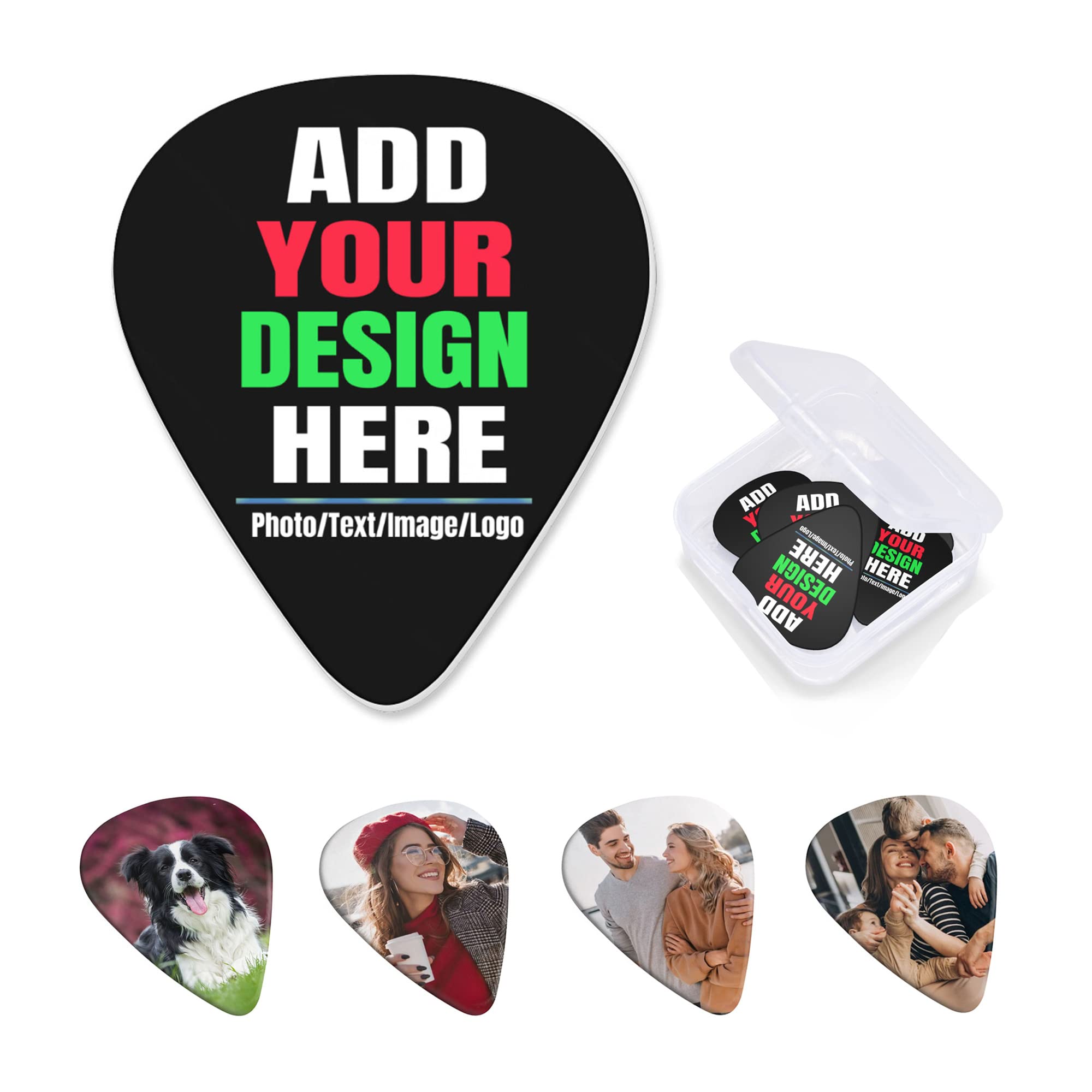 Custom Guitar Picks 108 pack, Personalized Guitar Picks Design Your Own Thin, Medium, Heavy, Electric Guitar Bass Ukulele Accessories Gifts for Men Women