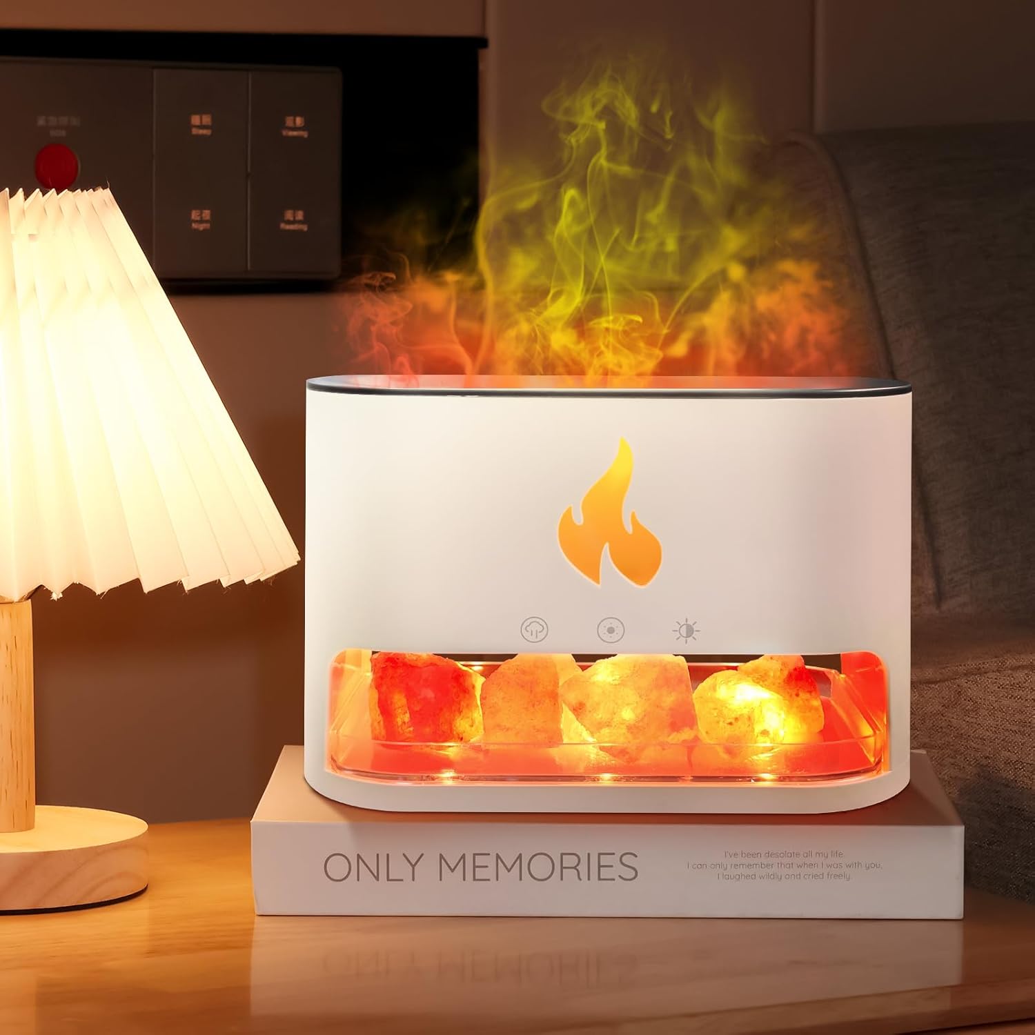 Himalayan Salt Essential Oil Diffuser with Flame Effect 150ML Aromatherapy Water Diffuser, Colorful LED Night Light & Humidifier with Timer, Perfect for Home, Large Room, Auto Shut-Off
