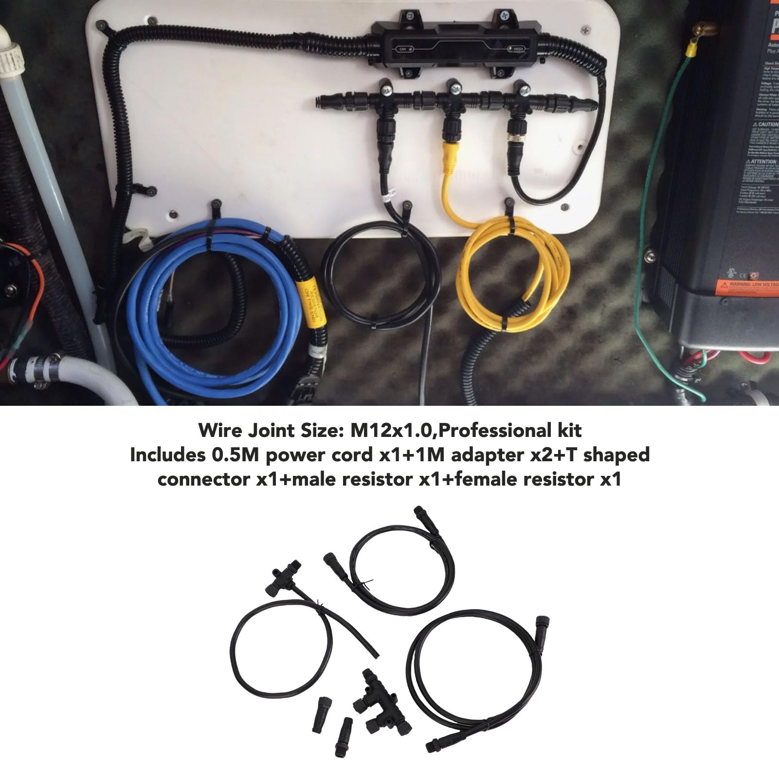 Acouto Kit de Démarrage NMEA 2000 Câbles de Base de qualité Marine Câbles de Dérivation Tés Terminateurs Connecteur T 5 Broches 2K Remplacement pour Adaptateur T 1 Ca Kit de Démarrage NMEA 2000